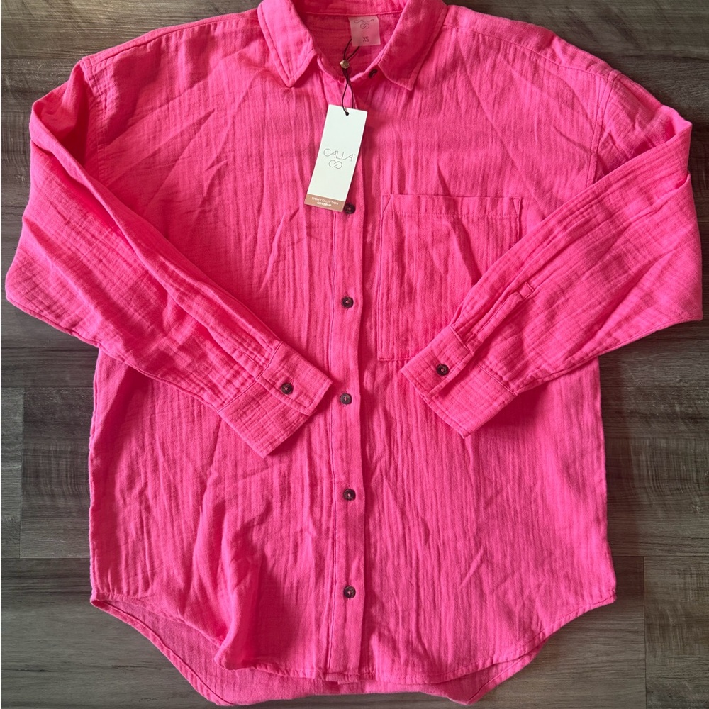 New! Calia oversized button down long sleeve